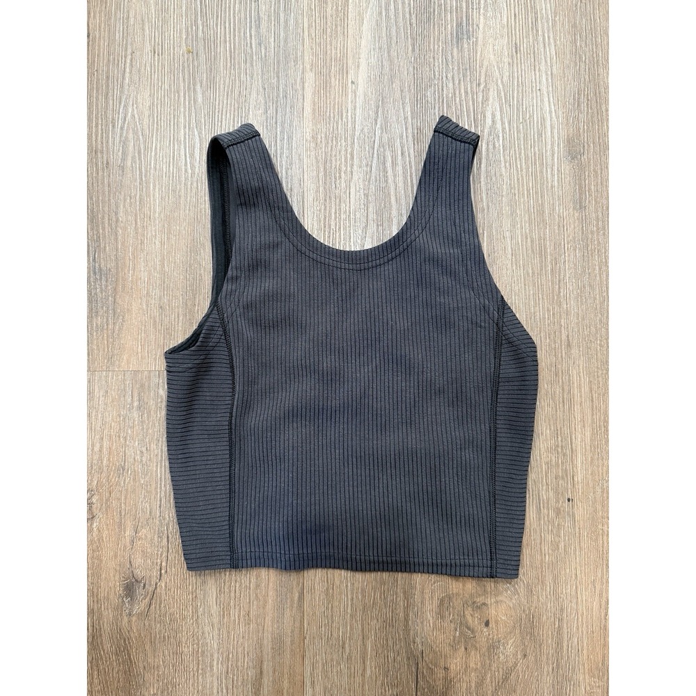 Lululemon‎ RIBBED SOFTSTREME CROPPED TANK BLACK SZ 2